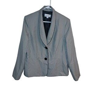 LeSuit Womens Black White Size 14 Suit Jacket  Blazer Double Button